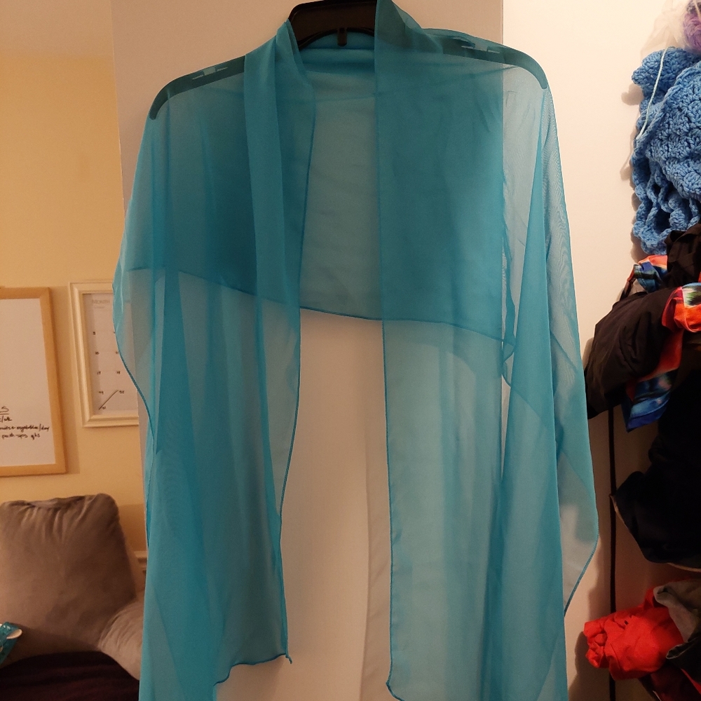 David's Bridal Malibu Blue Chiffon Wrap
